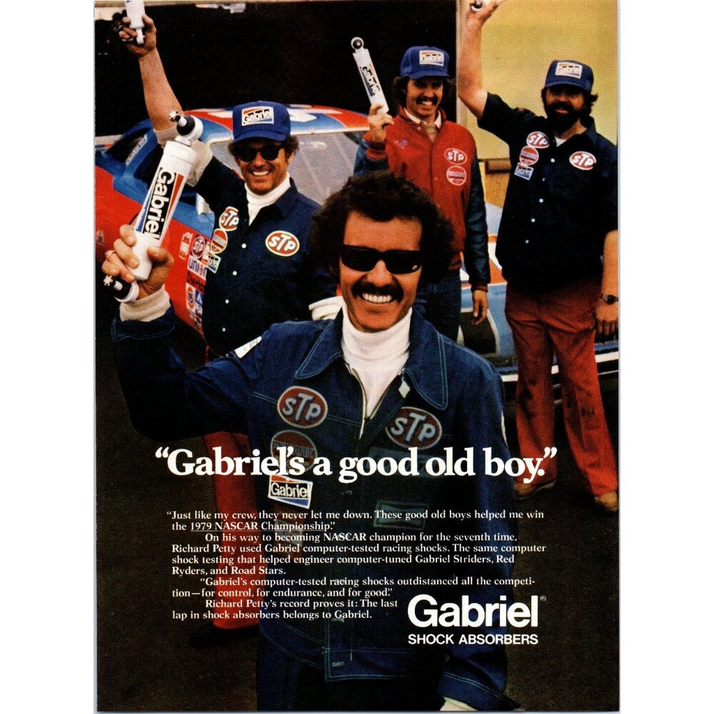 1980 Gabriel Shock Absorbers Shocks Richard Petty Vintage Print Ad 80s Wall Art